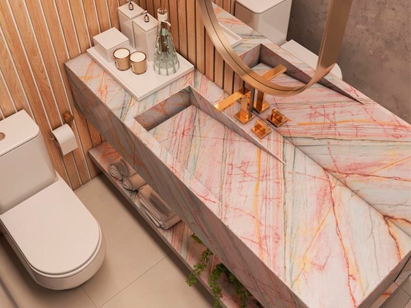 Baño Aurora Borealis Mármol y granito