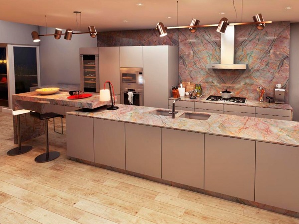 Cocina Aurora Borealis Mármol y granito